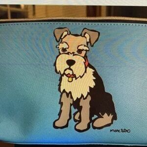 NWT Marc Tetro Zipper Schnauzer Cosmetic Bag /Blue11.5" x 6.5" x 3"